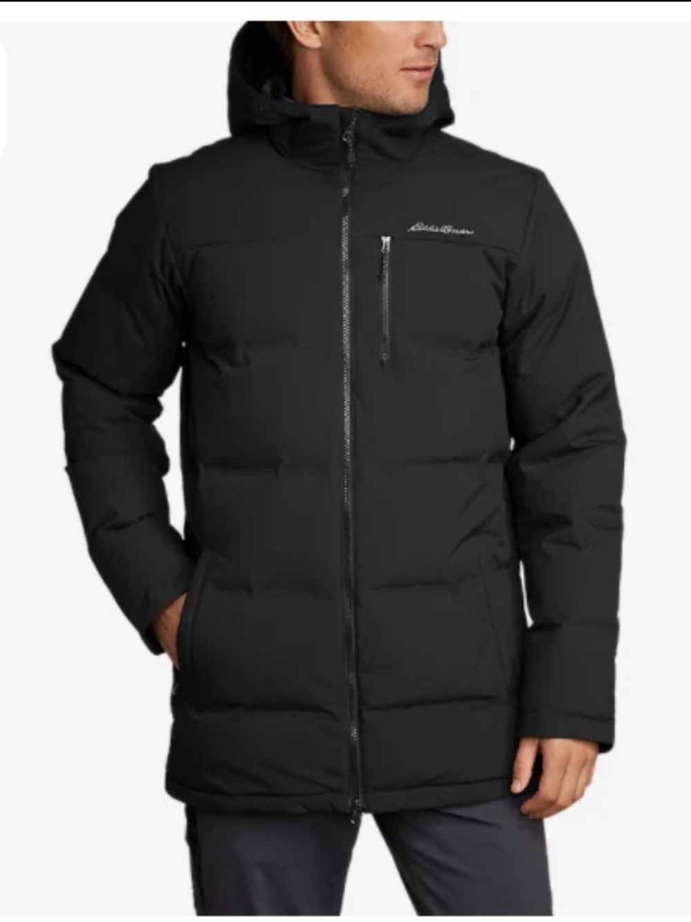 Eddie Bauer Glacier Peak men's Size XL Black Hooded Down Insulation Puffer parka